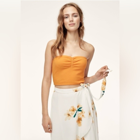 Wilfred Orange Strapless Ribbed Top size small - Picture 2 of 10